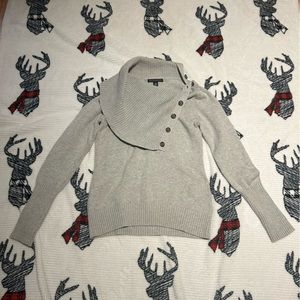 Banana Republic Cotton Cowl/ Turtle Neck Sweatshirt Grey Knit Sweater Size S